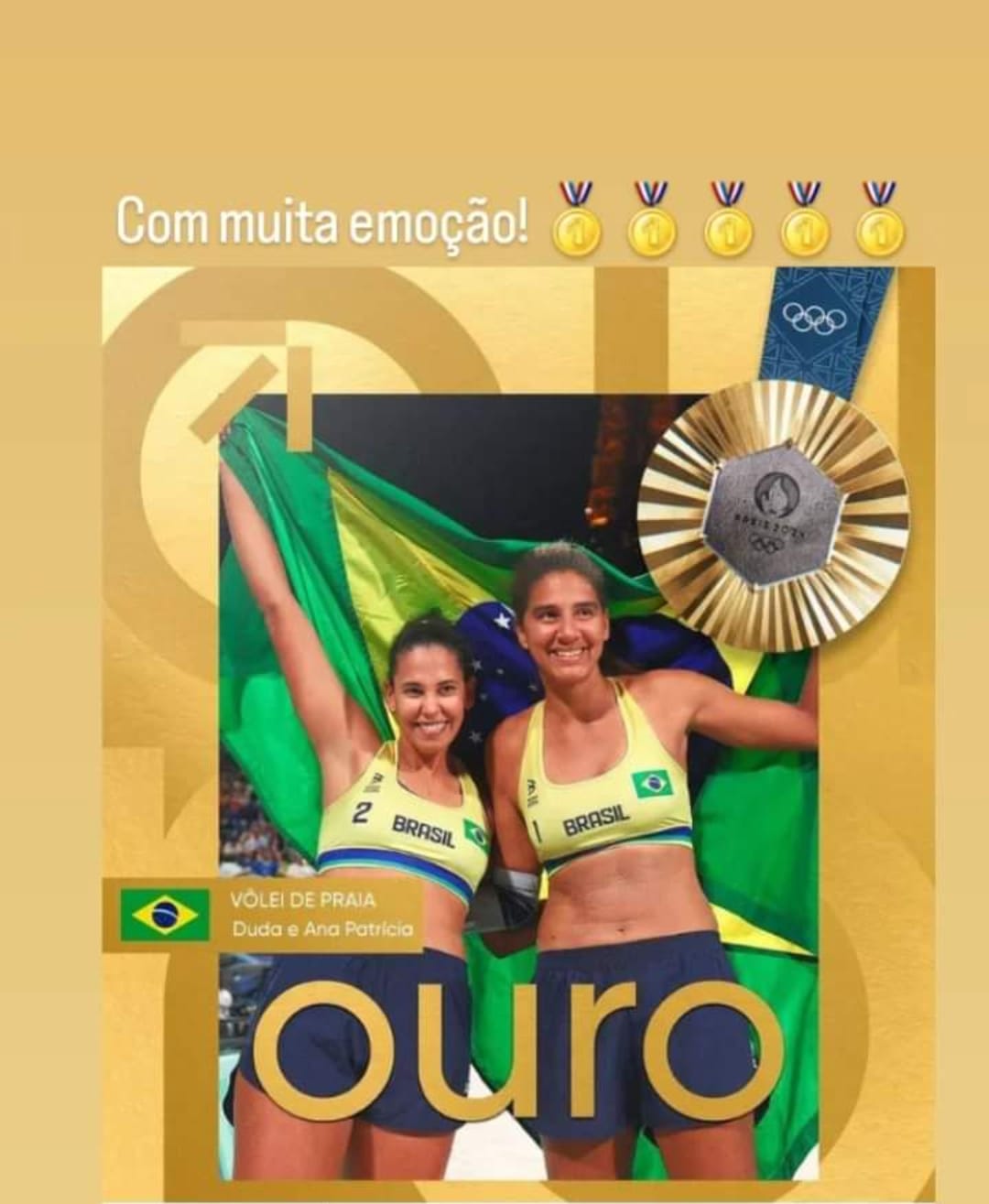 DUDA E ANA PATRÍCIA VENCEM, E BRASIL É OURO NO VÔLEI DE PRAIA FEMININO