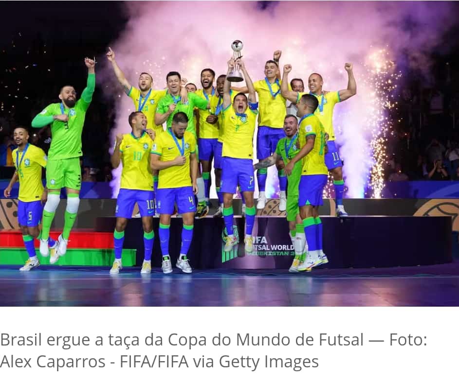 O Brasil é Hexacampeão mundial de Futsal. O Brasil vence Argentina e leva o título da Copa do Mundo de Futsal .